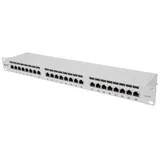 24-Port Cat6a Patchpanel, geschirmt, 24 Ports, FTP, 1 HE, Klemmleisten mit 90°
