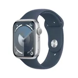 Apple Watch Series 9 GPS 45mm Aluminium Silber Sportarmband Sturmblau - M/L
