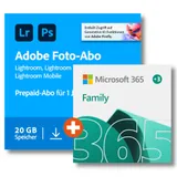 Microsoft 365 Family (15 Monate) + Adobe Creative Cloud Foto-Abo  | 20 GB | Download & Key