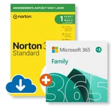 Microsoft 365 Family (15 Monate) + Norton 360 Standard | Download & Produktschlüssel