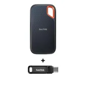 SanDisk Extreme Portable SSD 2 TB V2 - USB-C 3.2 Gen2 IP65 wasserresistent + SanDisk Ultra Dual Drive Go 128 GB USB 3.1 Type-C / USB-A Stick