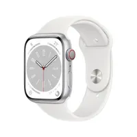 Apple Watch Series 8 LTE 45mm Aluminium Silber Sportarmband Weiß