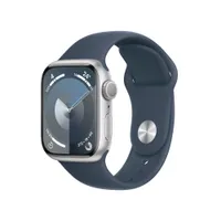 Apple Watch Series 9 GPS 41mm Aluminium Silber Sportarmband Sturmblau - M/L