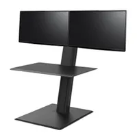 Humanscale QuickStand Eco für zwei Monitore, große Tastaturablage, schwarz