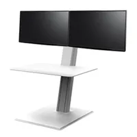 Humanscale QuickStand Eco für zwei Monitore, große Tastaturablage, weiß