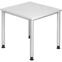 kaiserkraft Schreibtisch, BxT 800x800 mm, 4 Rundrohrbeine, weiß