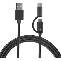 4smarts Micro-USB + USB-C Kabel ComboCord 1m textil schwarz