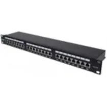24-Port Cat6a Patchpanel, geschirmt, 24 Ports, FTP, 1 HE, mit Klemmleisten 90°