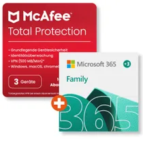 Microsoft 365 Family (15 Monate) + McAfee Total Protection | Download & Produktschlüssel