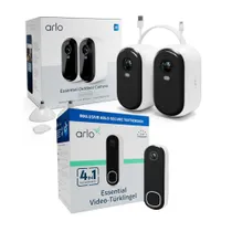 Arlo Essential 2 2K Outdoor Kamera außen - 2er Set weiß + Doorbell