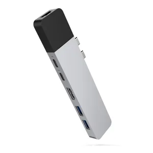Hyper NET 6-in-2 MacBook Pro Hub Silber 