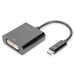 DIGITUS USB Type-C zu DVI Adapter 10cm Kabellänge, schwarz 