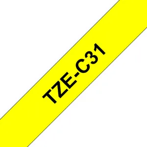 Brother TZe-C31 Schriftband schwarz auf gelb 12mm x 5m, selbstklebend