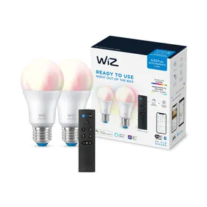 WiZ 60W E27 Standardform Tunable White & Color Doppelpack inkl. Fernbedienung
