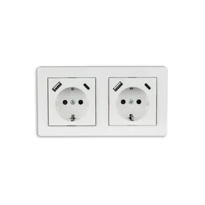 Kabelmeister Einbausteckdose 2-fach m. Schnelllader (20W, PD3.0), USB, weiss