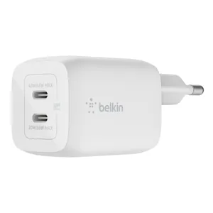 Belkin 65W Dual USB-C Ladegerät, Power Deliver, PPS, weiß, universal