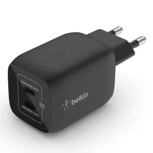 Belkin 65W Dual USB-C Ladegerät, Power Deliver, PPS, schwarz, universal