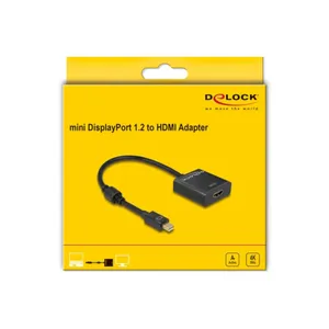 Delock Adapter mini DisplayPort 1.2 Stecker > HDMI Buchse 4K Aktiv schwarz