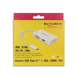 Delock Adapter USB Type-C™ Stecker > VGA / HDMI / DVI Buchse weiß
