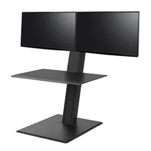 Humanscale QuickStand Eco für zwei Monitore, große Tastaturablage, schwarz