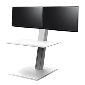 Humanscale QuickStand Eco für zwei Monitore, große Tastaturablage, weiß