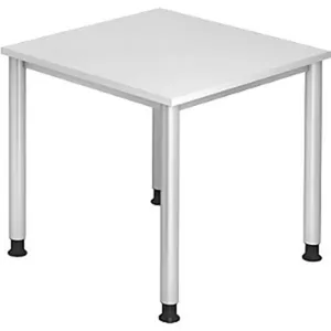 kaiserkraft Schreibtisch, BxT 800x800 mm, 4 Rundrohrbeine, weiß