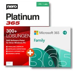 Microsoft 365 Family (15 Monate) + NERO Platinum 365 | Download & Produktschlüssel
