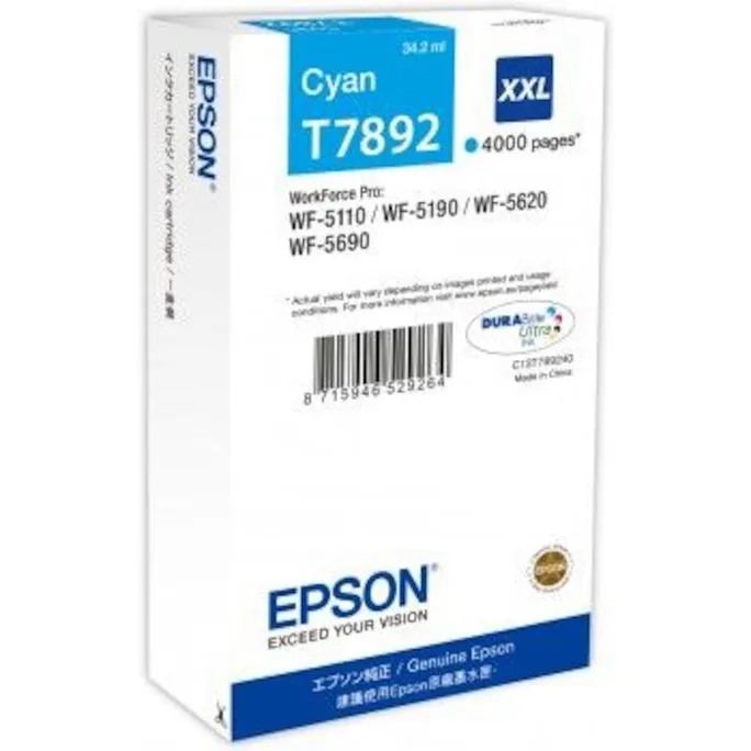 Epson C13T789240 Druckerpatrone T7892 XXL Cyan 4,000 Seiten