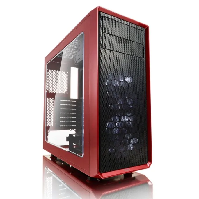 Fractal Design Focus G ATX Gaming Gehäuse mit Seitenfenster, Rot
