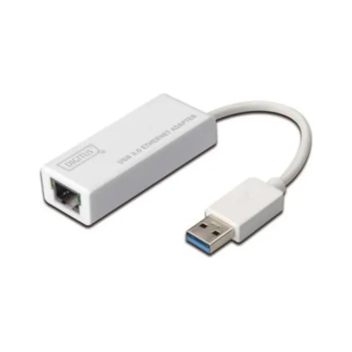 DIGITUS USB 3.0 Gigabit Ethernet Adapter Typ-A zu RJ45 St./Bu. weiß