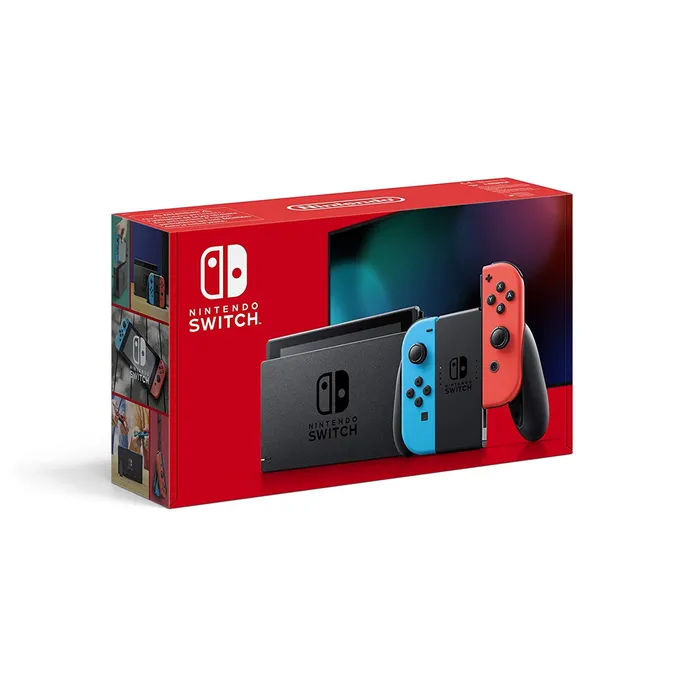 Nintendo Switch Konsole mit verbesserter Akkuleistung rot blau