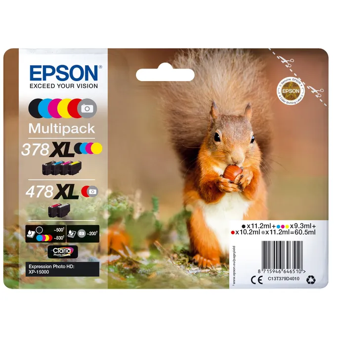 Epson C13T379D4010 Druckerpatronen Multipack 378XL / 478XL (BK,C,M,Y, R, GR)
