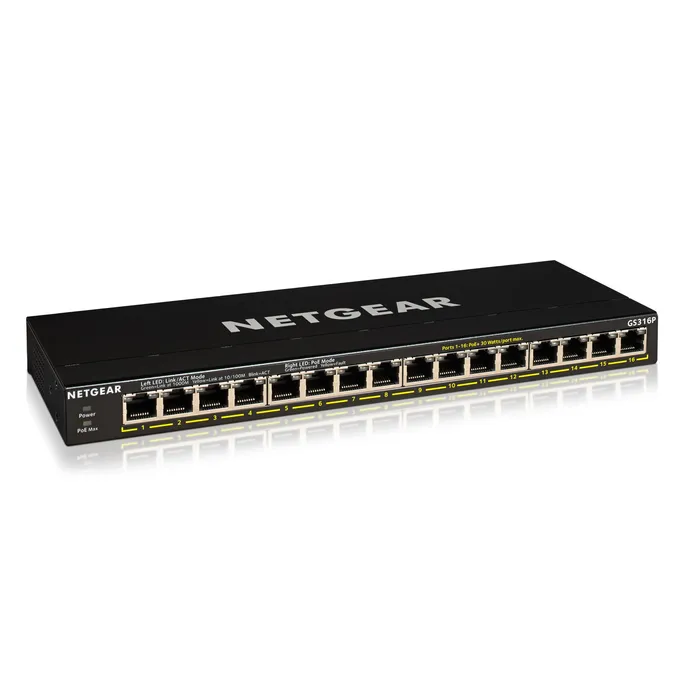 Netgear GS316P 16x Gigabit Switch 10/100/1000MBit Metallgehäuse Befestigungskit