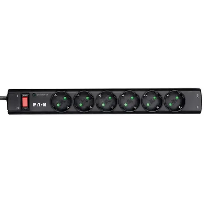 EATON Protection Strip 6 DIN Steckdosenleiste mit Telefonschutz schwarz