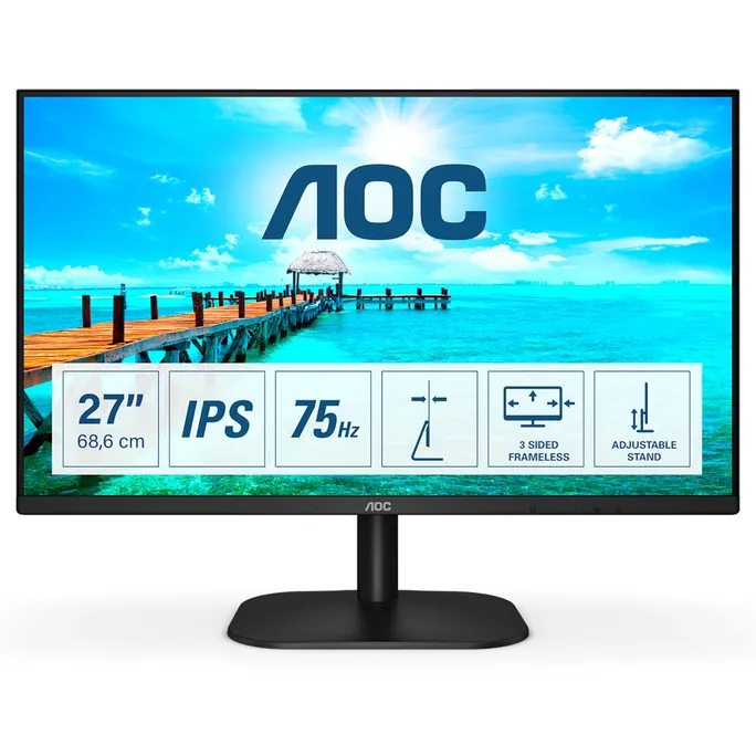 AOC 27B2H 68,6cm (27") FHD IPS Office Monitor 16:9 HDMI/VGA 75Hz 250cd/m² 7ms