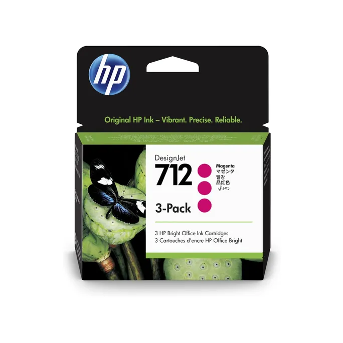 HP 712 3er-Pack magenta DesignJet Druckerpatronen 3ED78A, 29 ml