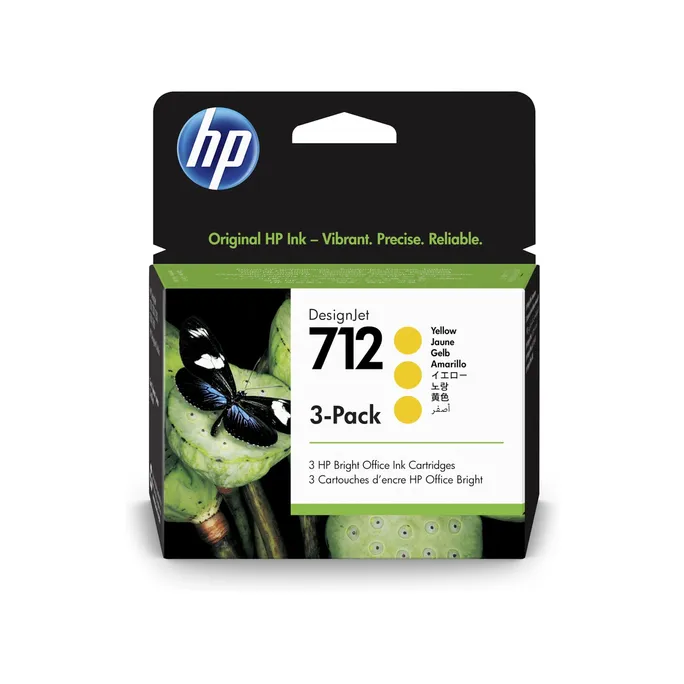HP 712 3er-Pack gelb DesignJet Druckerpatronen 3ED79A, 29 ml