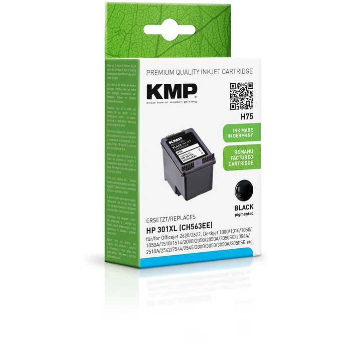 KMP Tintenpatrone Schwarz ersetzt HP 301XL (CH563EE)