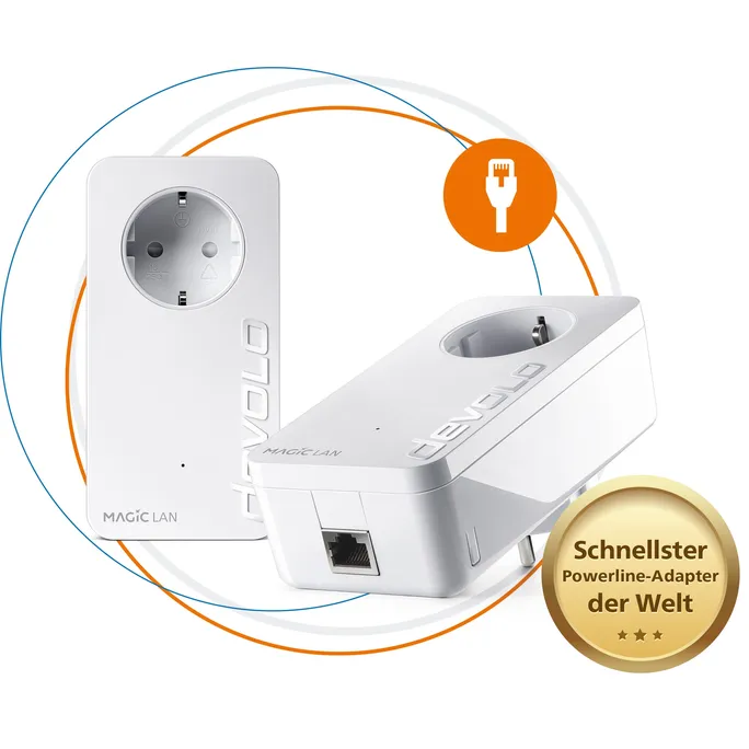 devolo Magic 2 LAN Starter Kit (2400Mbit, G.hn, Powerline, 2x GbitLAN, Heimnetz)
