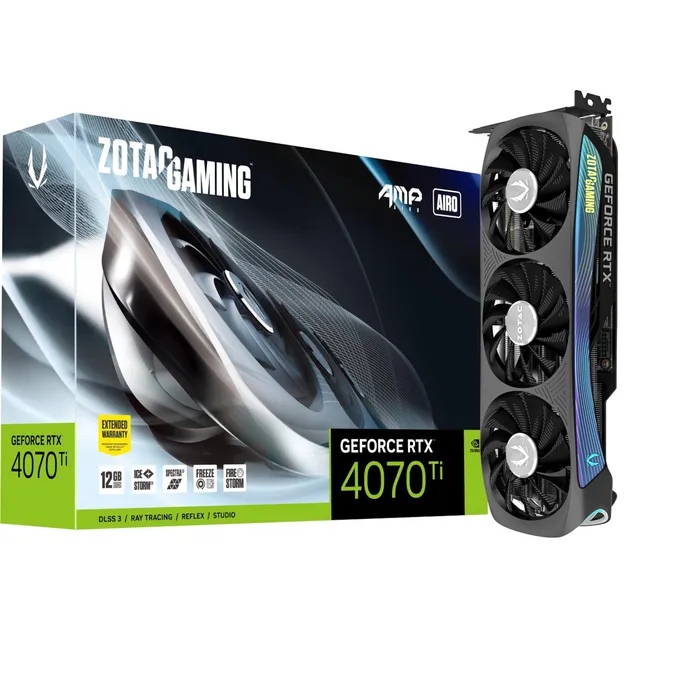 ZOTAC GAMING GeForce RTX 4070Ti AMP AIRO 12GB GDDR6X Grafikkarte 3xDP/HDMI