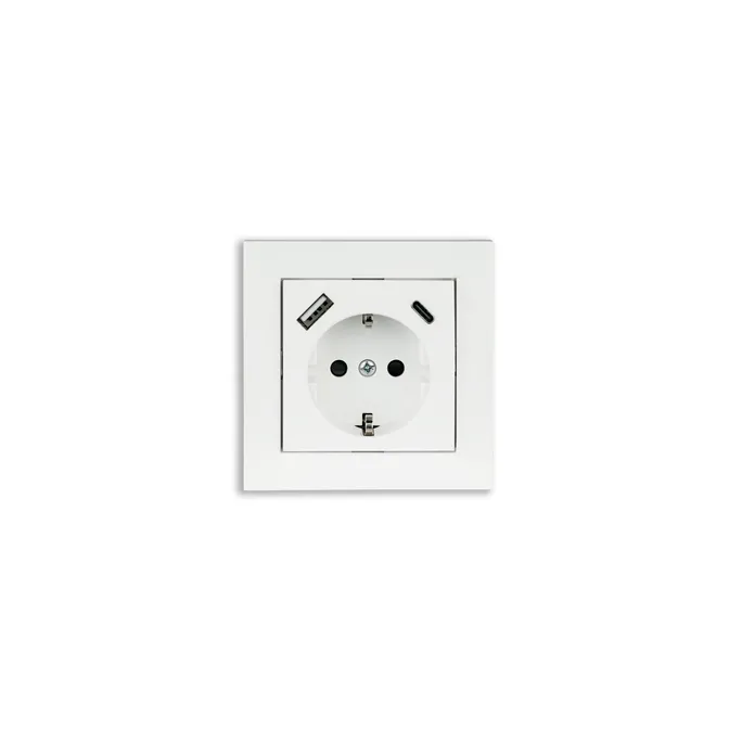 Kabelmeister Einbausteckdose 1-fach m. Schnelllader (20W, PD3.0), USB, weiß
