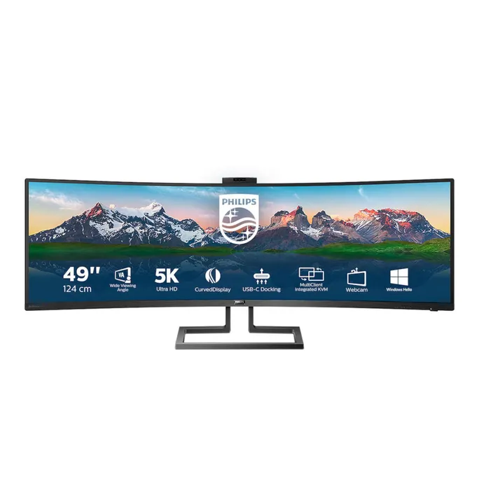 Philips P-Line 499P9H 124cm (49") DQHD Monitor Curved 32:9 HDMI/DP/USB PD65W Webcam