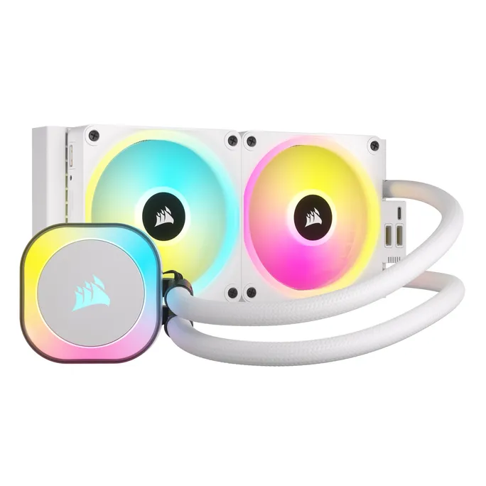 Corsair ICUE LINK H100i RGB Wasserkühlung 240 mm Intel und AMD CPU weiß