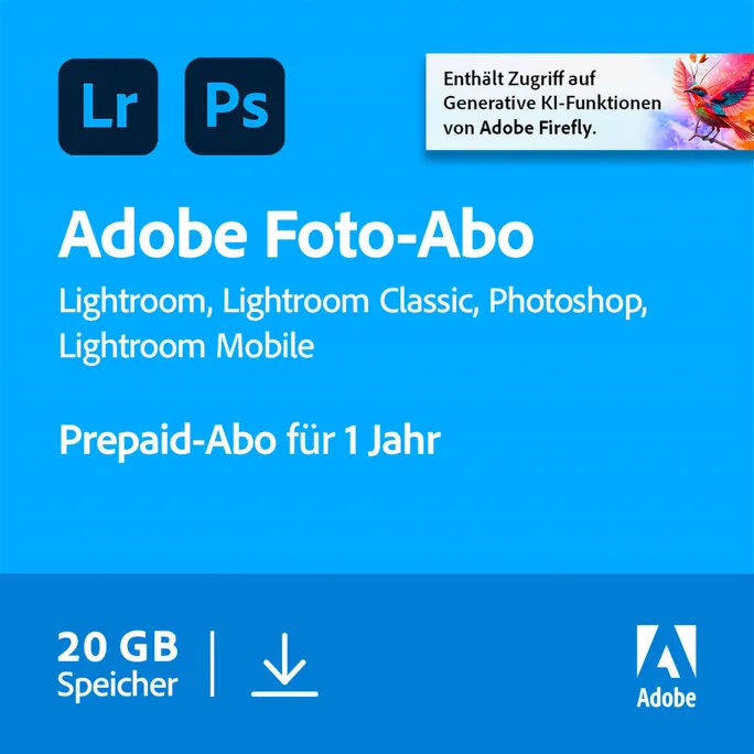 Adobe Creative Cloud Foto-Abo | 20 GB | Download & Produktschlüssel