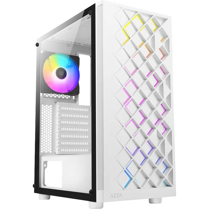 AZZA Spectra White ATX Gaming Tower, RGB Beleuchtung, Glasfenster