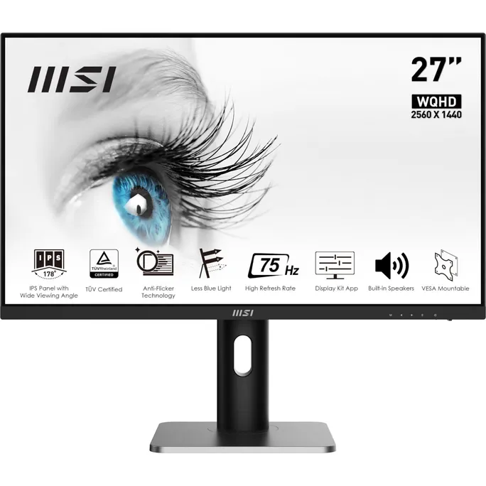 MSI Pro MP273QPDE 69cm (27") WQHD IPS Office Monitor 16:9 HDMI/DP 75Hz 4ms Sync