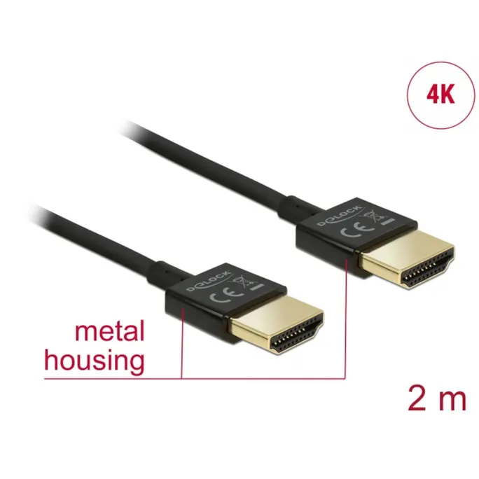 Delock Kabel High Speed HDMI mit Ethernet - HDMI Stecker > HDMI Stecker 3D 2m