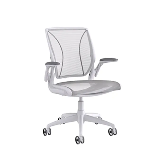 Humanscale World Chair Schreibtischstuhl mit Teppichrollen, weiß