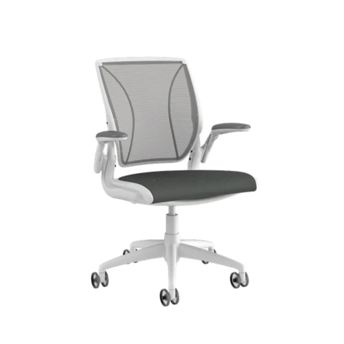 Humanscale World Chair Schreibtischstuhl mit Teppichrollen, silber/schwarz