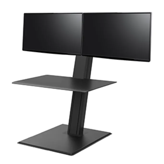 Humanscale QuickStand Eco für zwei Monitore, große Tastaturablage, schwarz